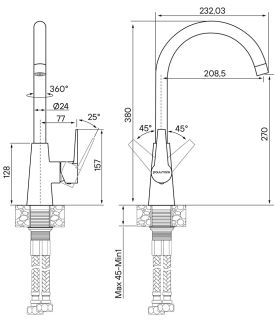 Смеситель для кухни Paulmark Holstein Ho212065-402 серый металлик